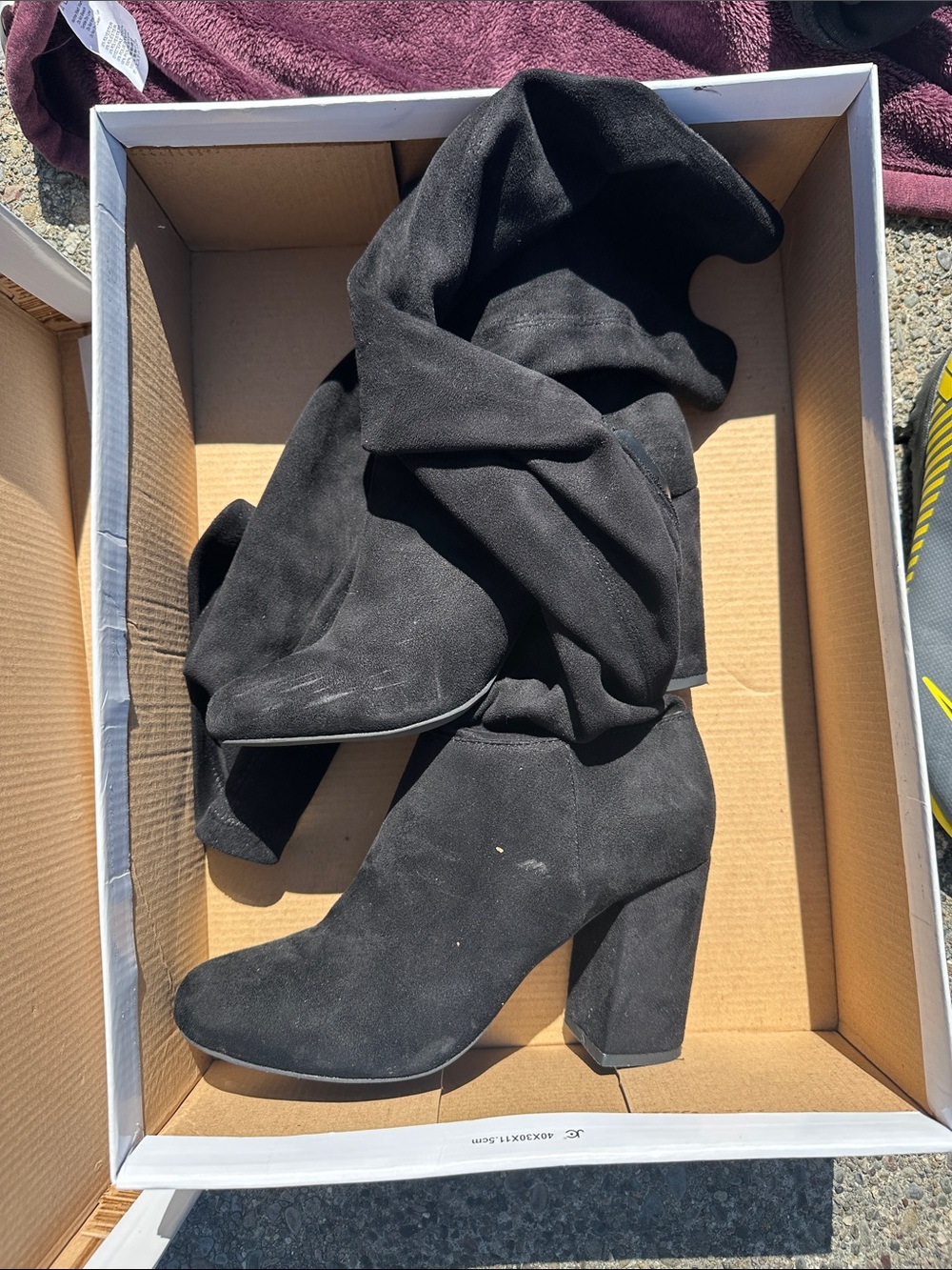 Black Women's Suede over the knee/thigh Block Heel Boots - Classic Style
